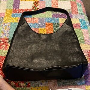 Black Leather Shoulder Bag - Classic Women's Tote